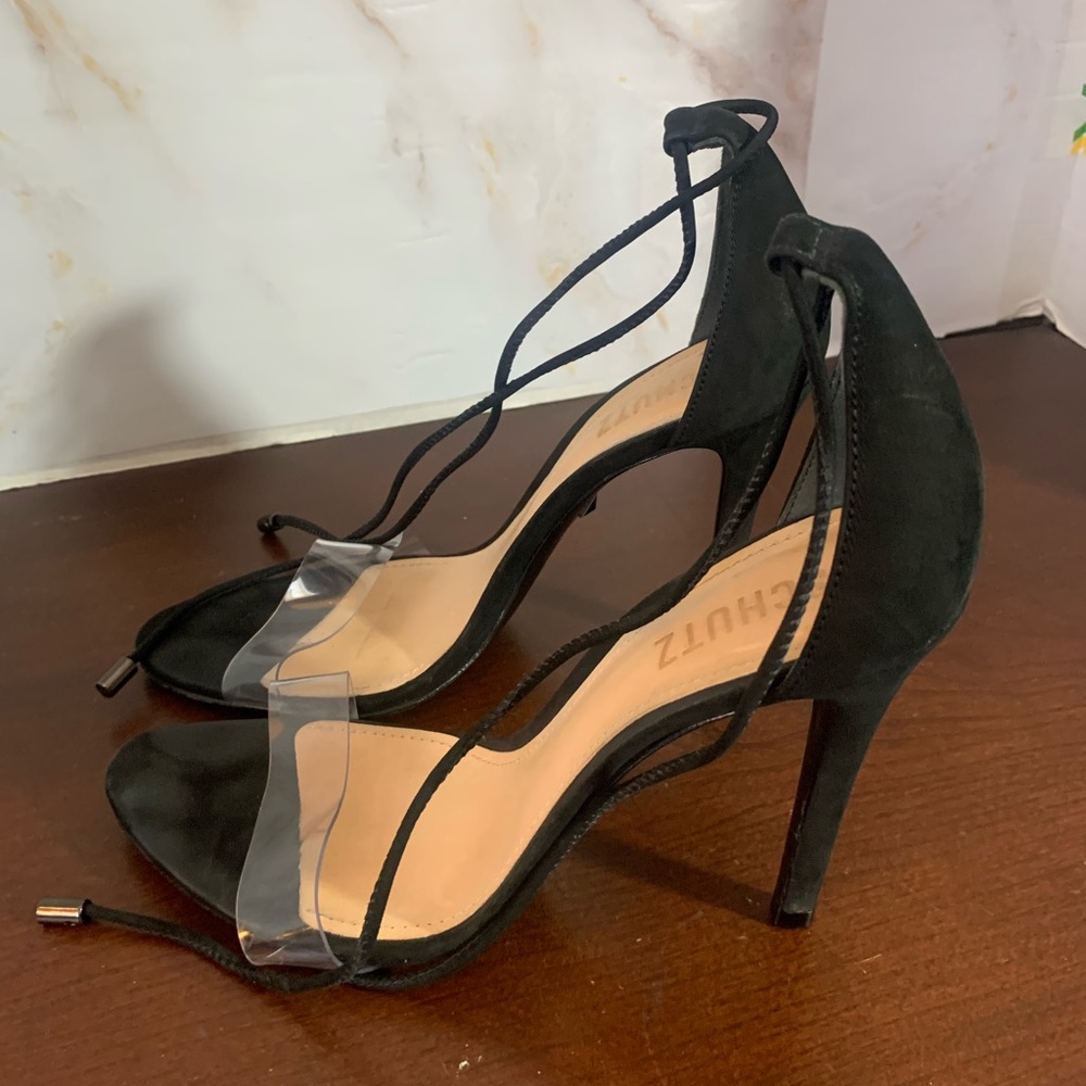 Schultz Jossena Leather & Clear Strap Ankle Wrap Dress Sandals size 8.5 - Picture 8 of 11